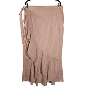 Lane Bryant Light Peach Eyelet Lace Peasant Cottage Prairie Wrap Skirt 18/20